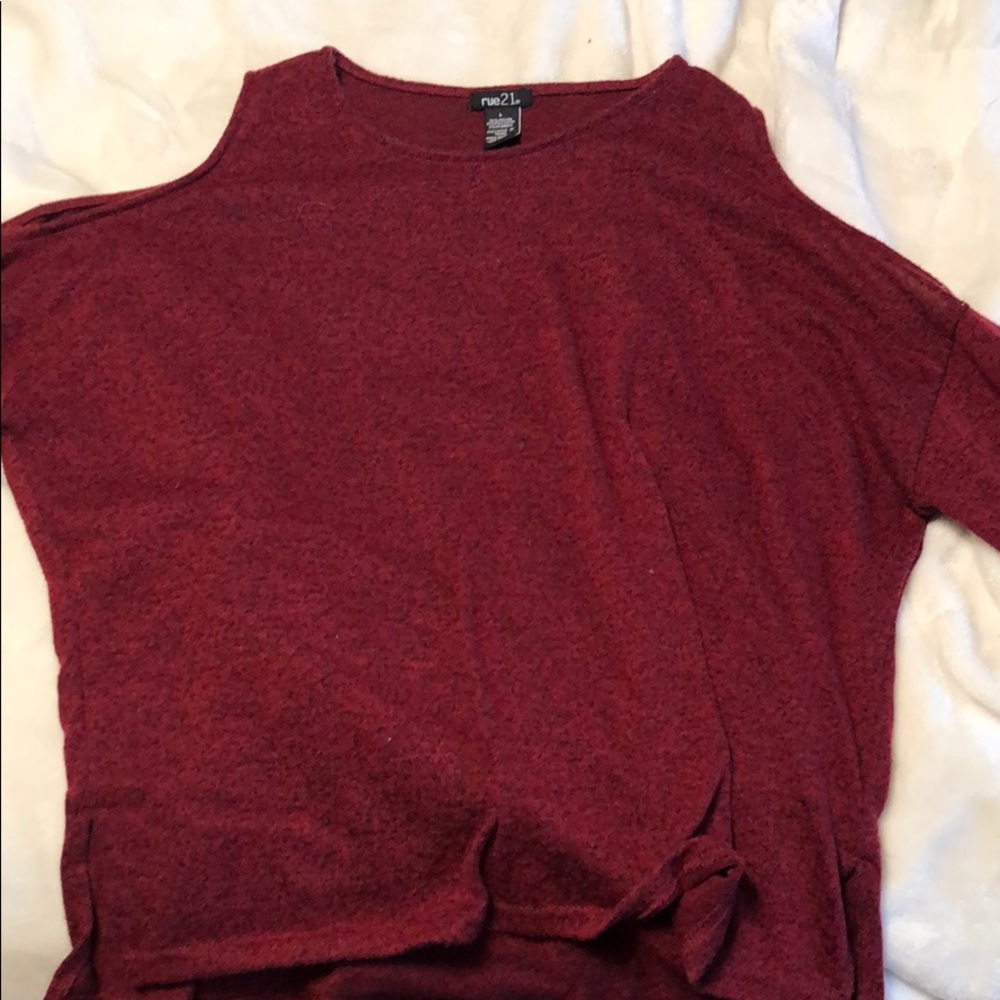 Red long sleeve off the shoulder
